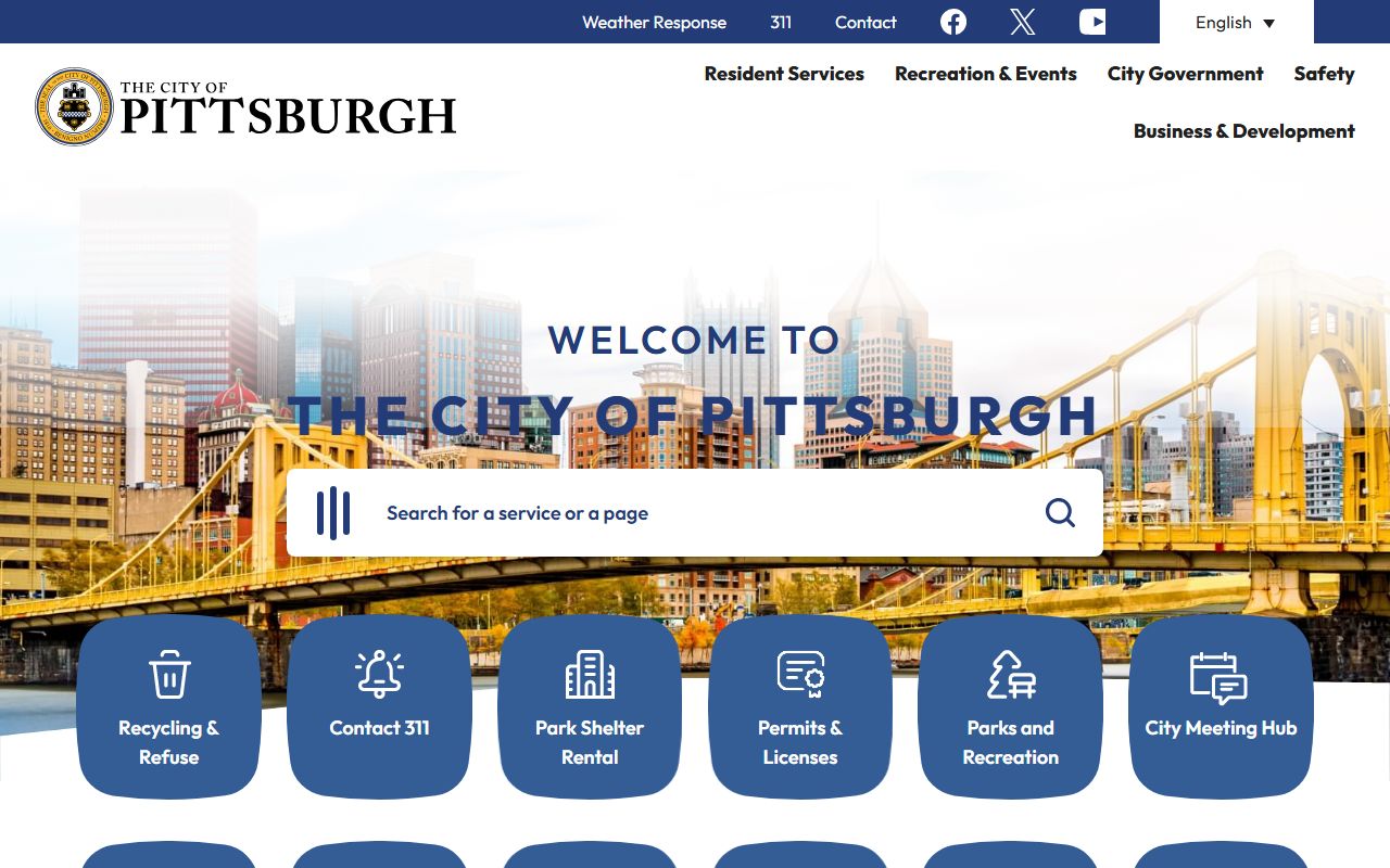 City of Pittsburgh official website showing municipal services and government resources