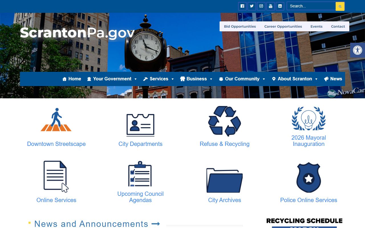 Scranton city government website for divorce records research