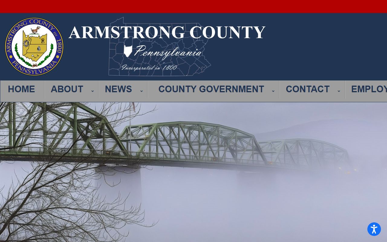Armstrong County government portal website showing public records resources