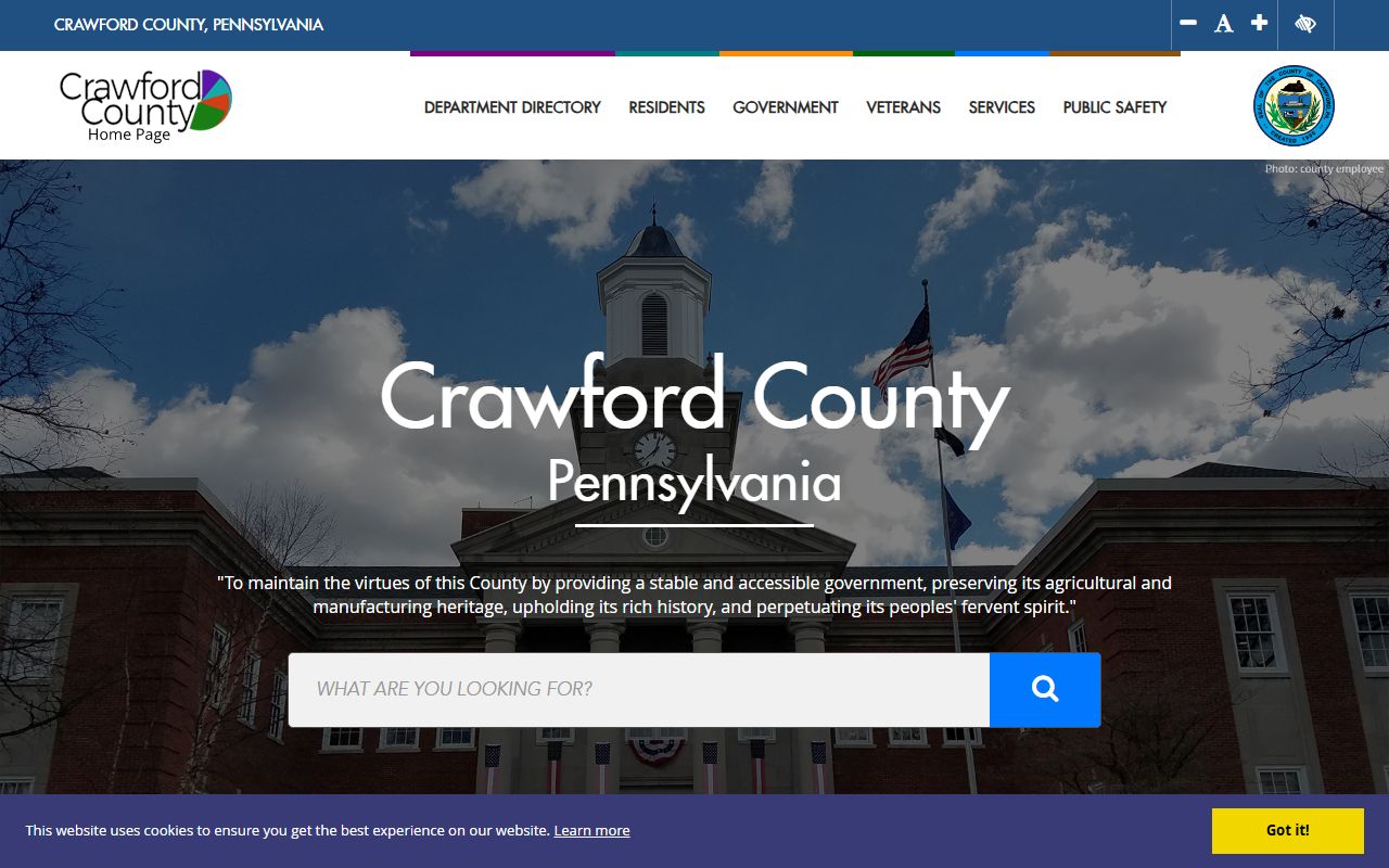 Crawford County official website showing government services and public records