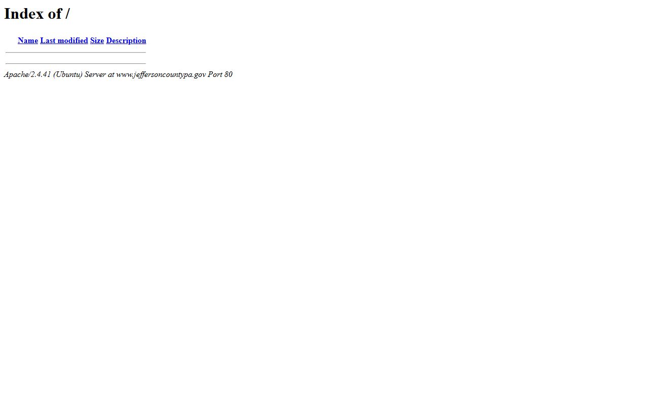 Jefferson County government website showing public services and courthouse information in Brookville