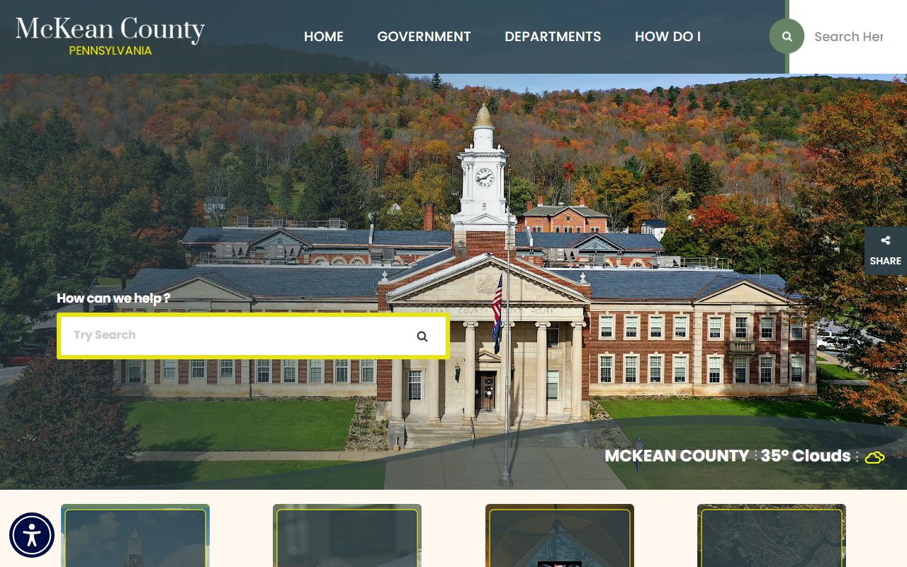 McKean County official website showcasing Northwest Pennsylvania natural resources and government services
