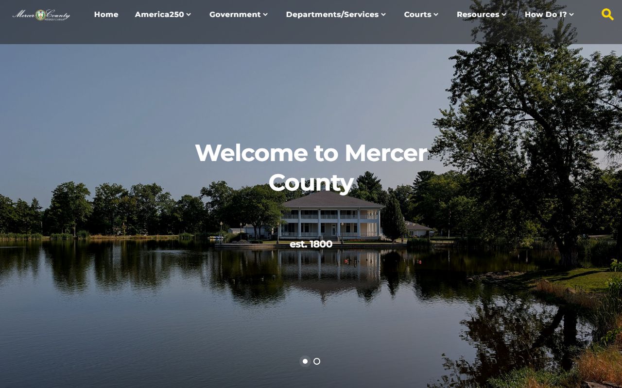Mercer County official website showing GIS services, veterans benefits, and government resources
