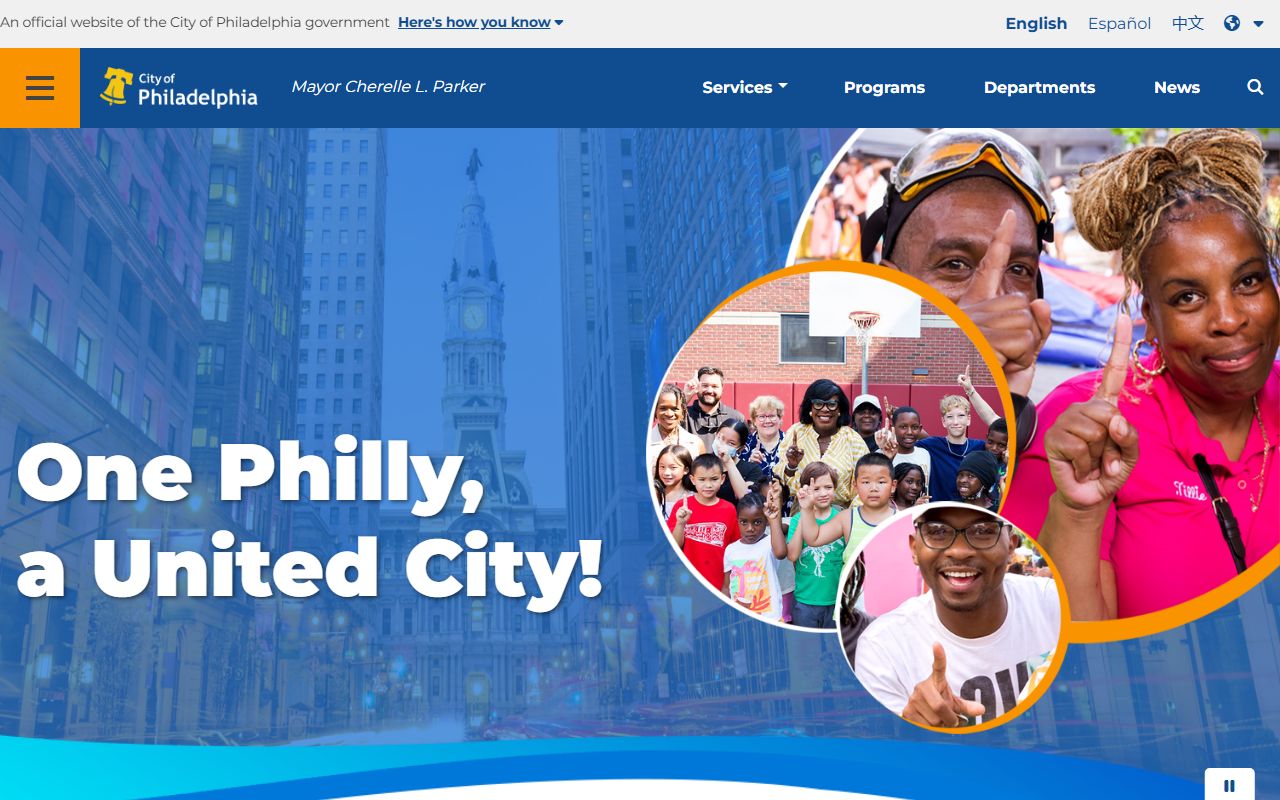 City of Philadelphia official website showing government services and court resources